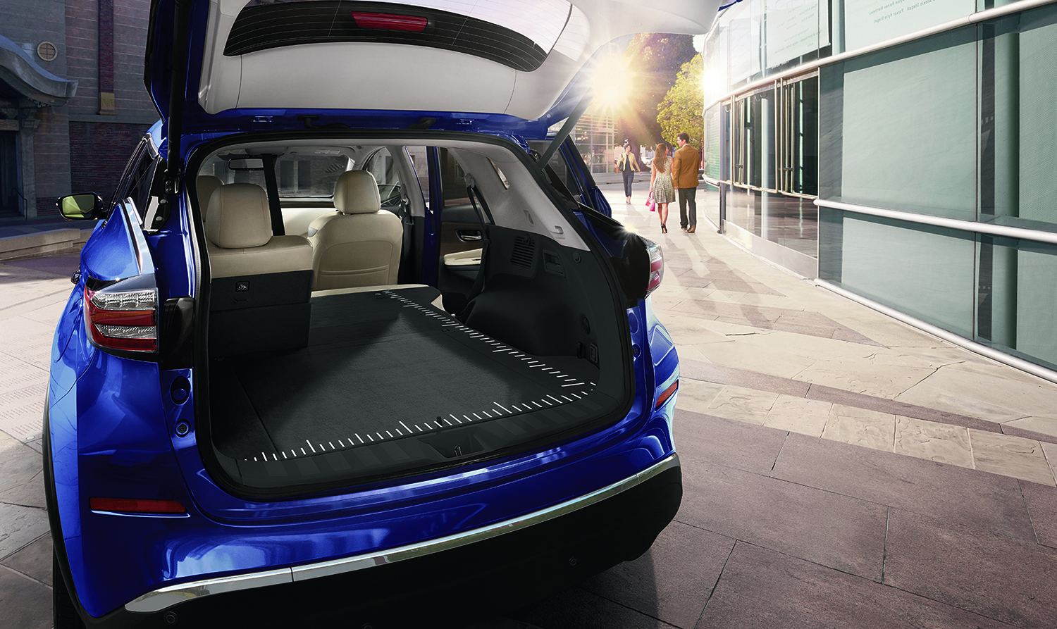 2023 nissan murano blue trunk open rear view 