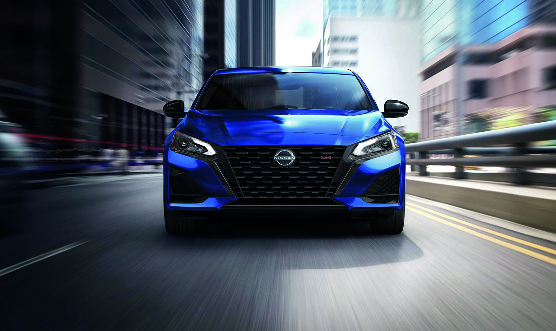 2023 nissan altima blue front grill view 